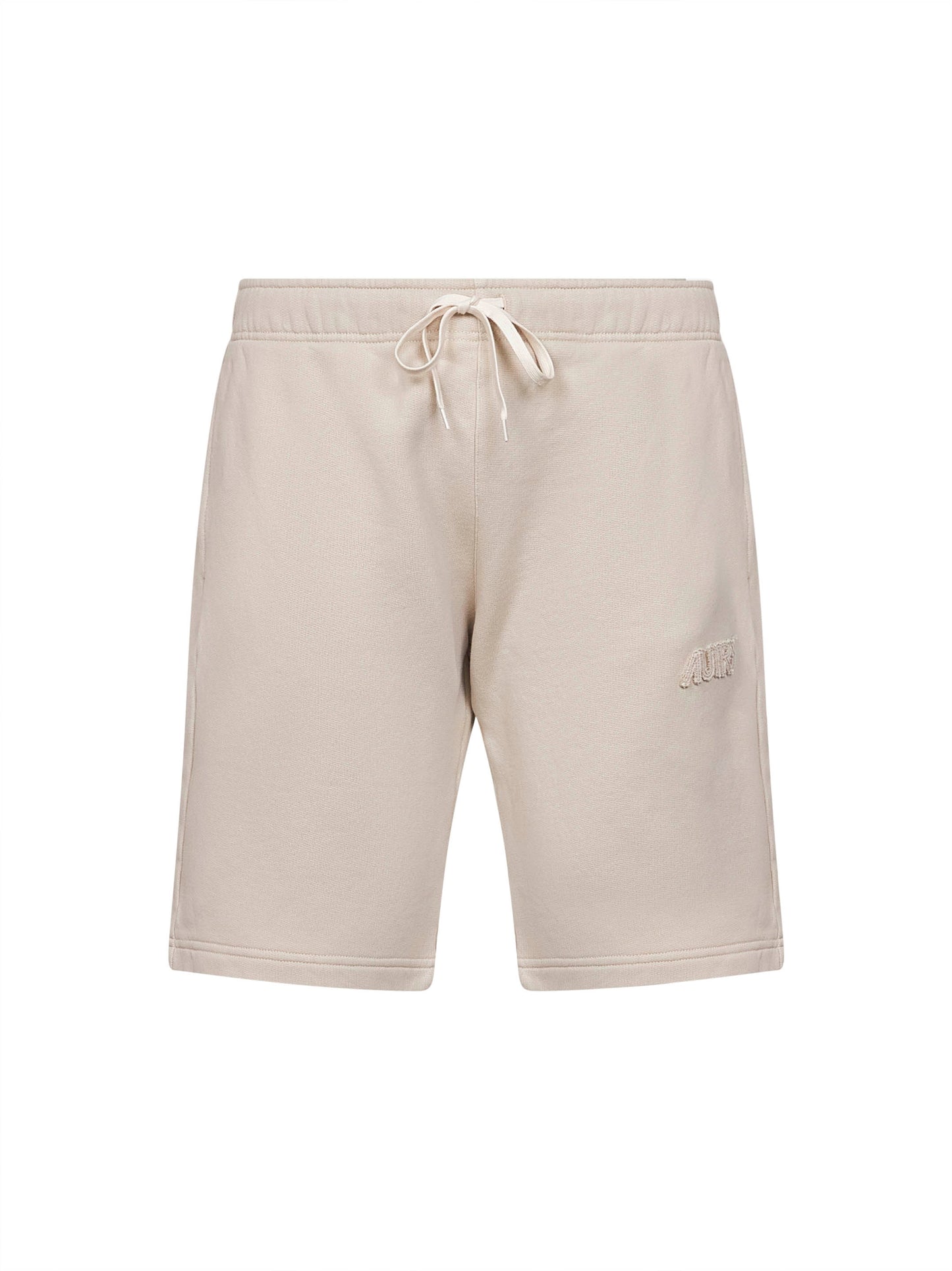 Beige cotton logo sweatshorts