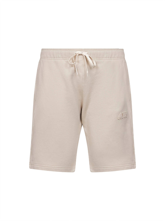 Beige cotton logo sweatshorts