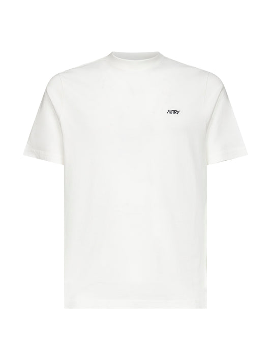 White jersey embroidered logo T-shirt