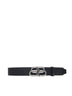 Wide BB belt in black calfskin leather with antique silver finishes