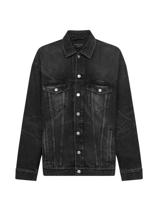 Giacca Oversize in denim giapponese grigio scuro