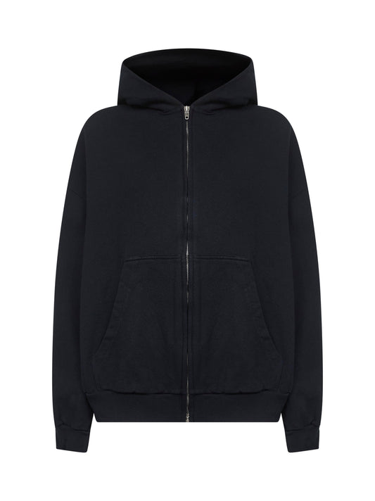 Black Flipped Uni Regular Fit zip-up hoodie
