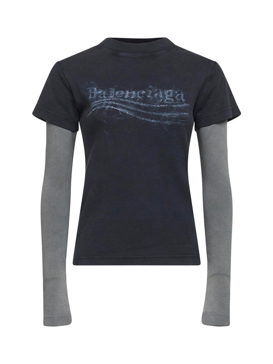 T-Shirt Washed Crayon Political nera
