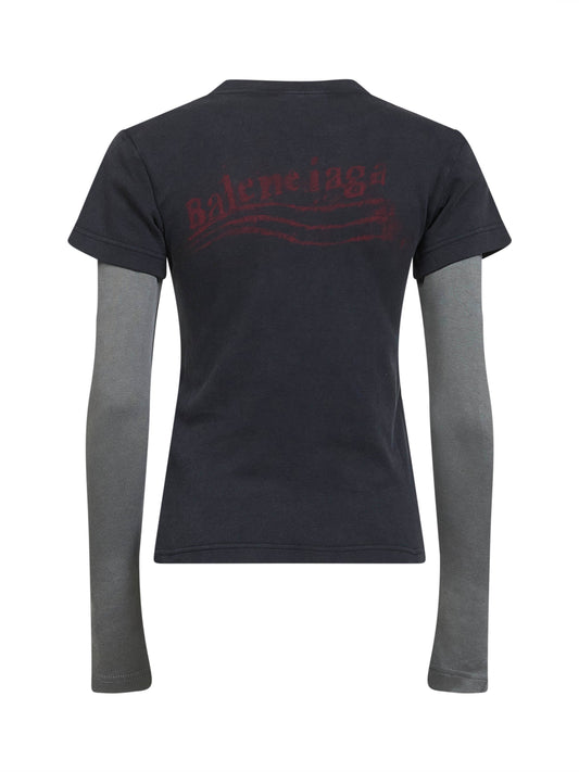 T-Shirt Washed Crayon Political nera