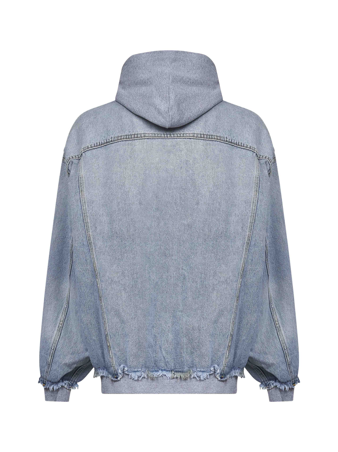 Light blue denim Cut-up hooded jacket