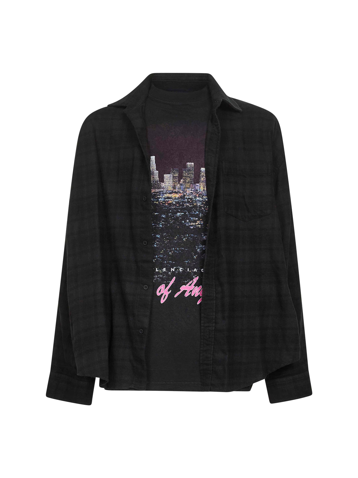 Camicia A Strati in popeline e jersey nero