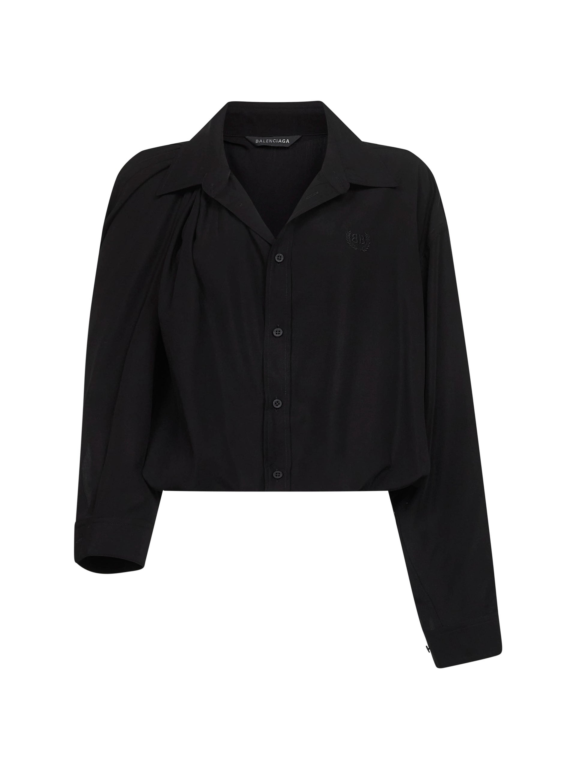 Black poplin One Shoulder shirt – Daniello.com
