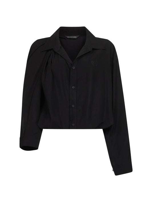 Black poplin One Shoulder shirt