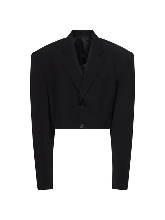 Black Cut Off Single Breasted jacket