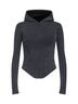 Felpa con zip cappuccio stile corsetto nera