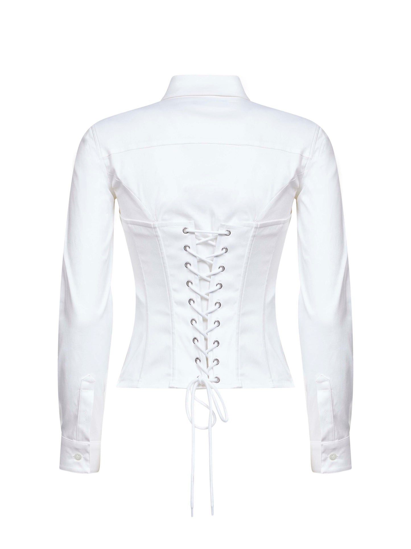 White stretch poplin Corseted Shirt