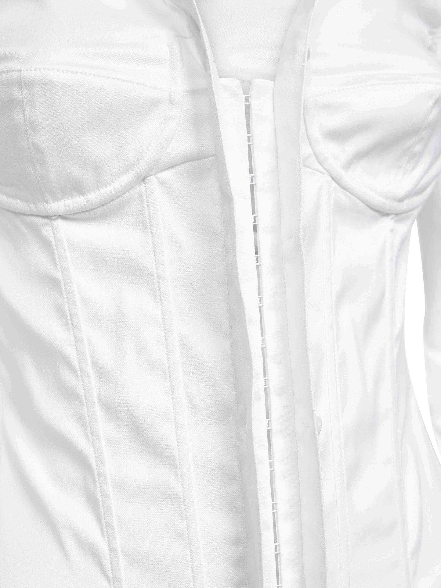 White stretch poplin Corseted Shirt