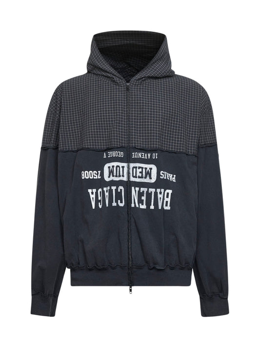 Felpa con zip e cappuccio Patched nera