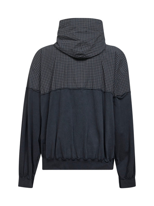 Felpa con zip e cappuccio Patched nera