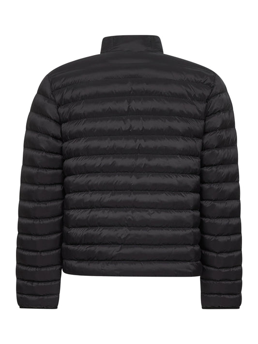 Black matte nylon lightweight puffer jacket