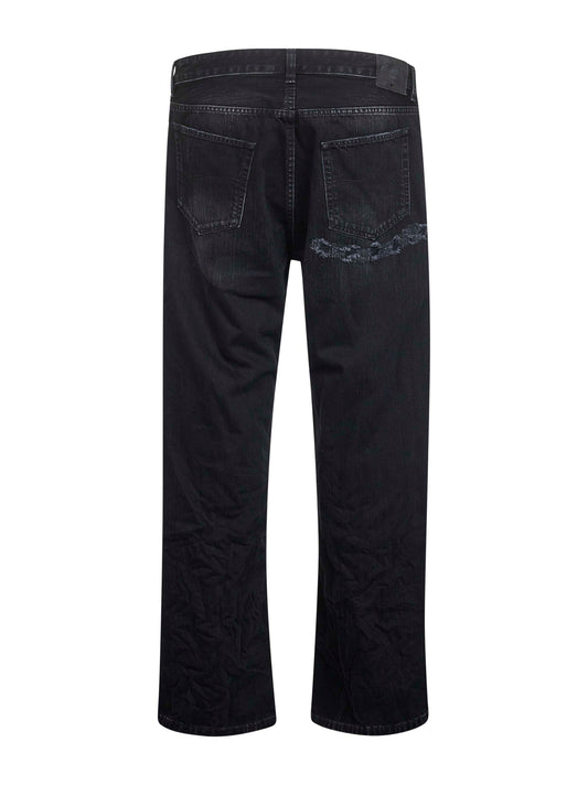 Black denim Distressed Relaxed Fit trousers