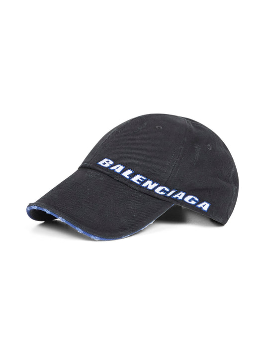 Black drill Tilted Typo baseball cap