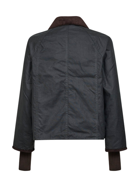 Green Beadnell crop waxed jacket
