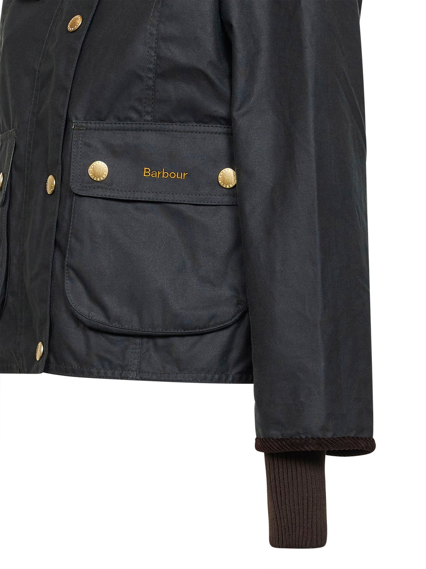 Green Beadnell crop waxed jacket