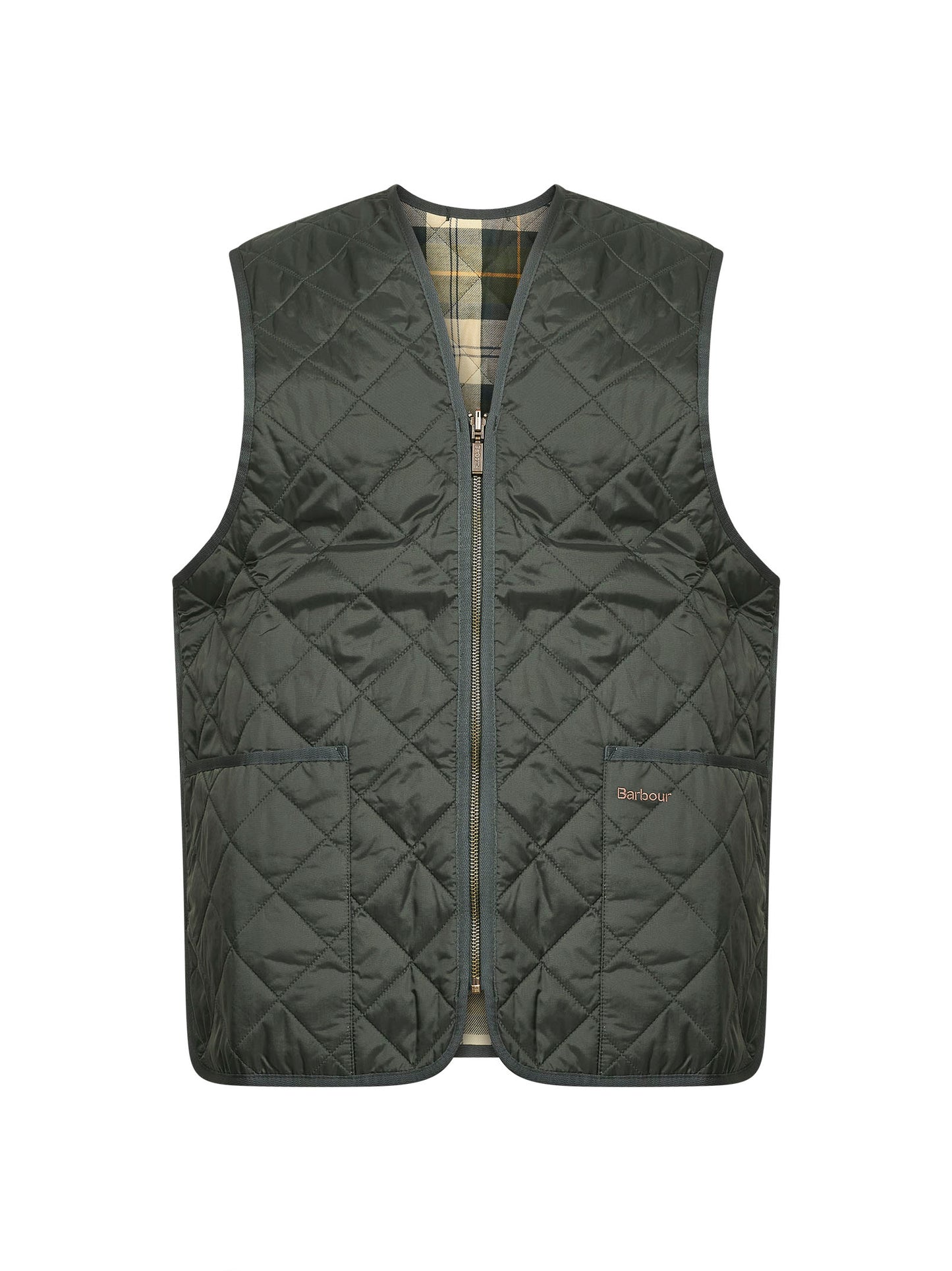 Gilet trapuntato/fodera con zip verde