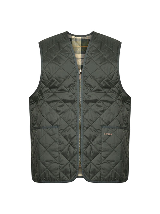 Gilet trapuntato/fodera con zip verde