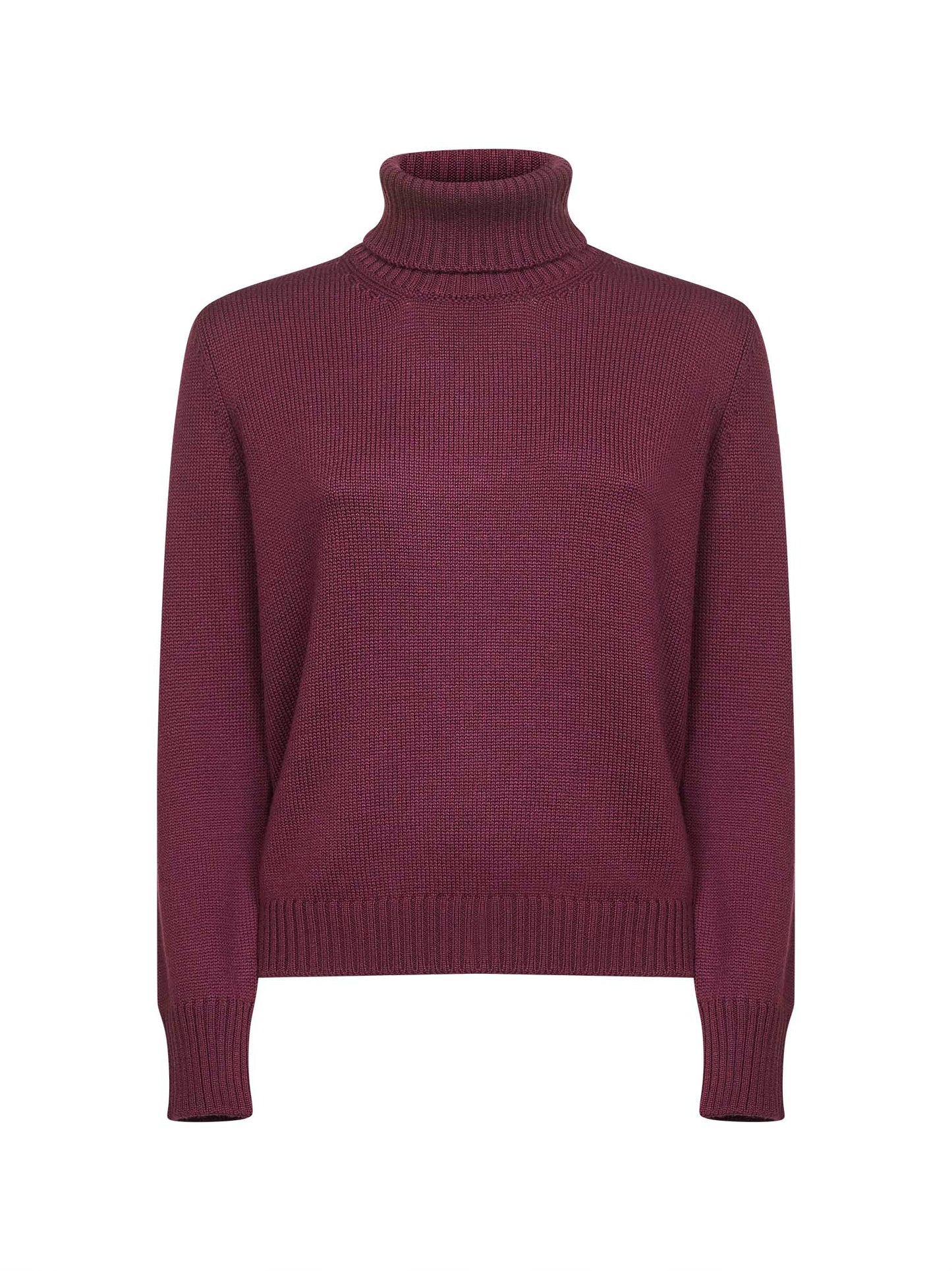 Burgundy virgin wool turtleneck sweater