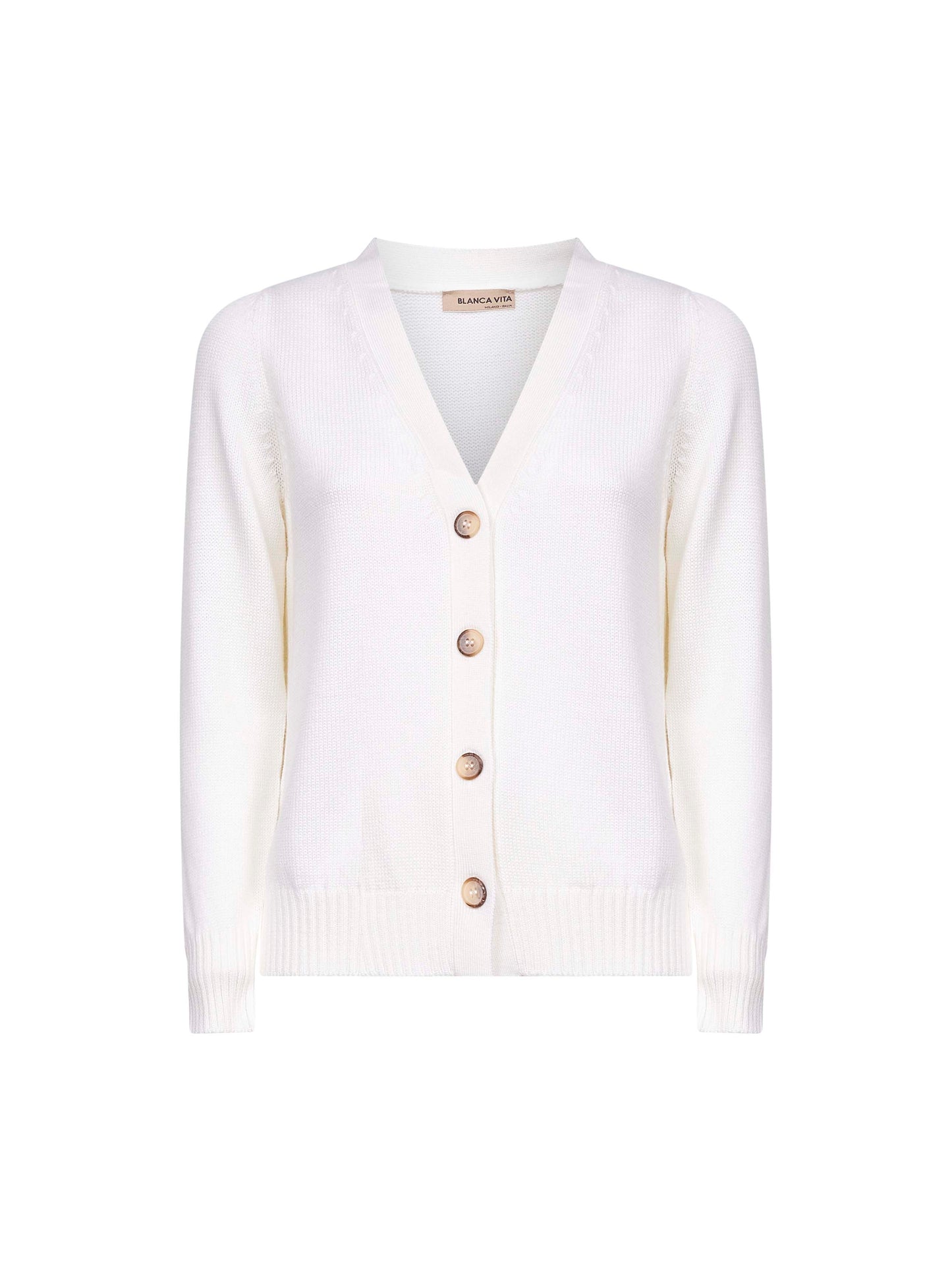 White virgin wool knit cardigan