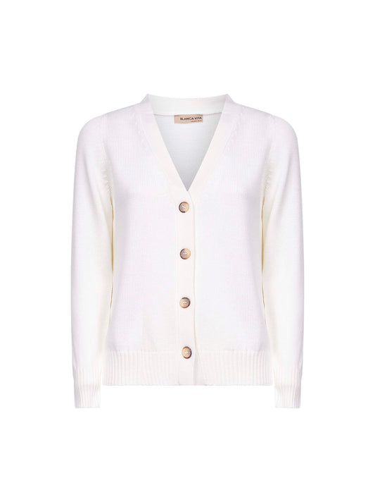 White virgin wool knit cardigan