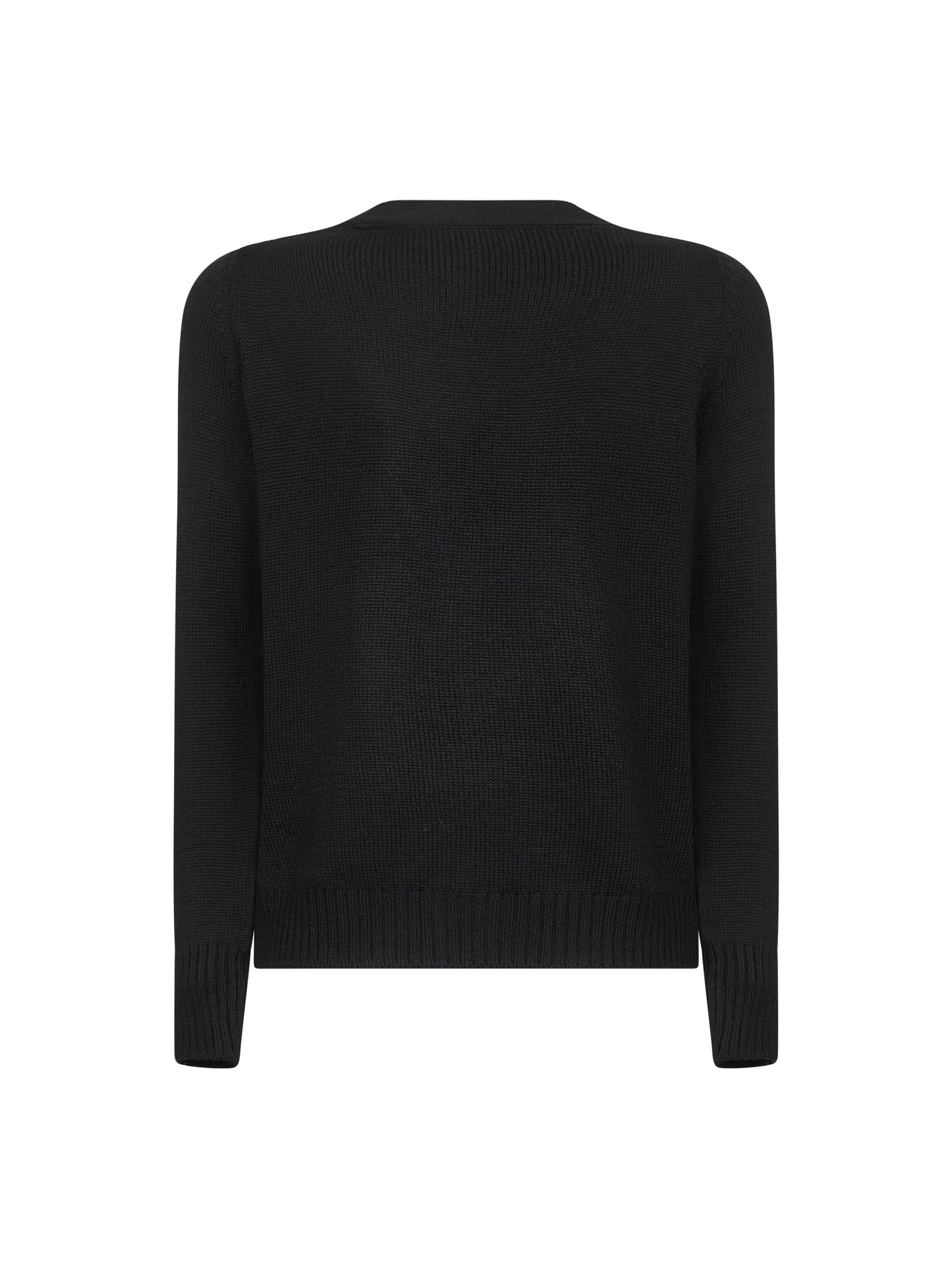 Black virgin wool knit cardigan