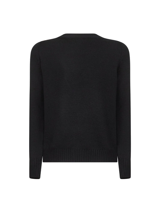 Black virgin wool knit cardigan