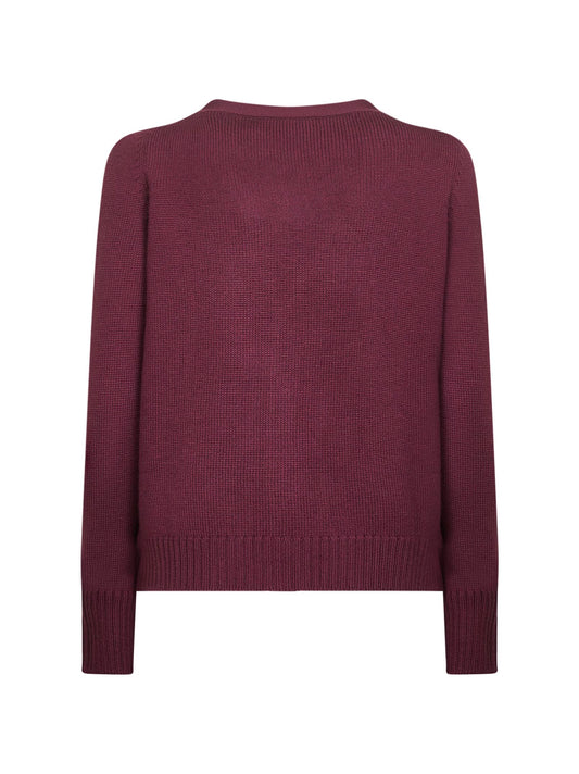 Burgundy virgin wool knit cardigan