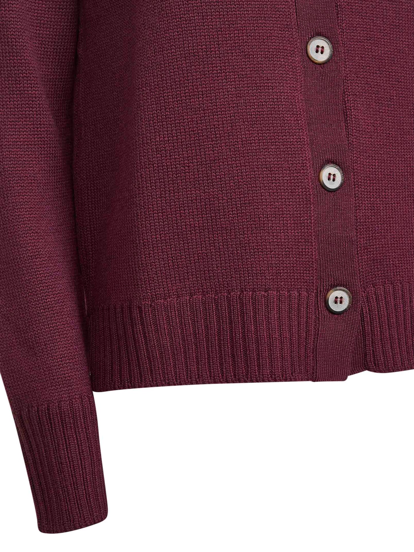 Burgundy virgin wool knit cardigan