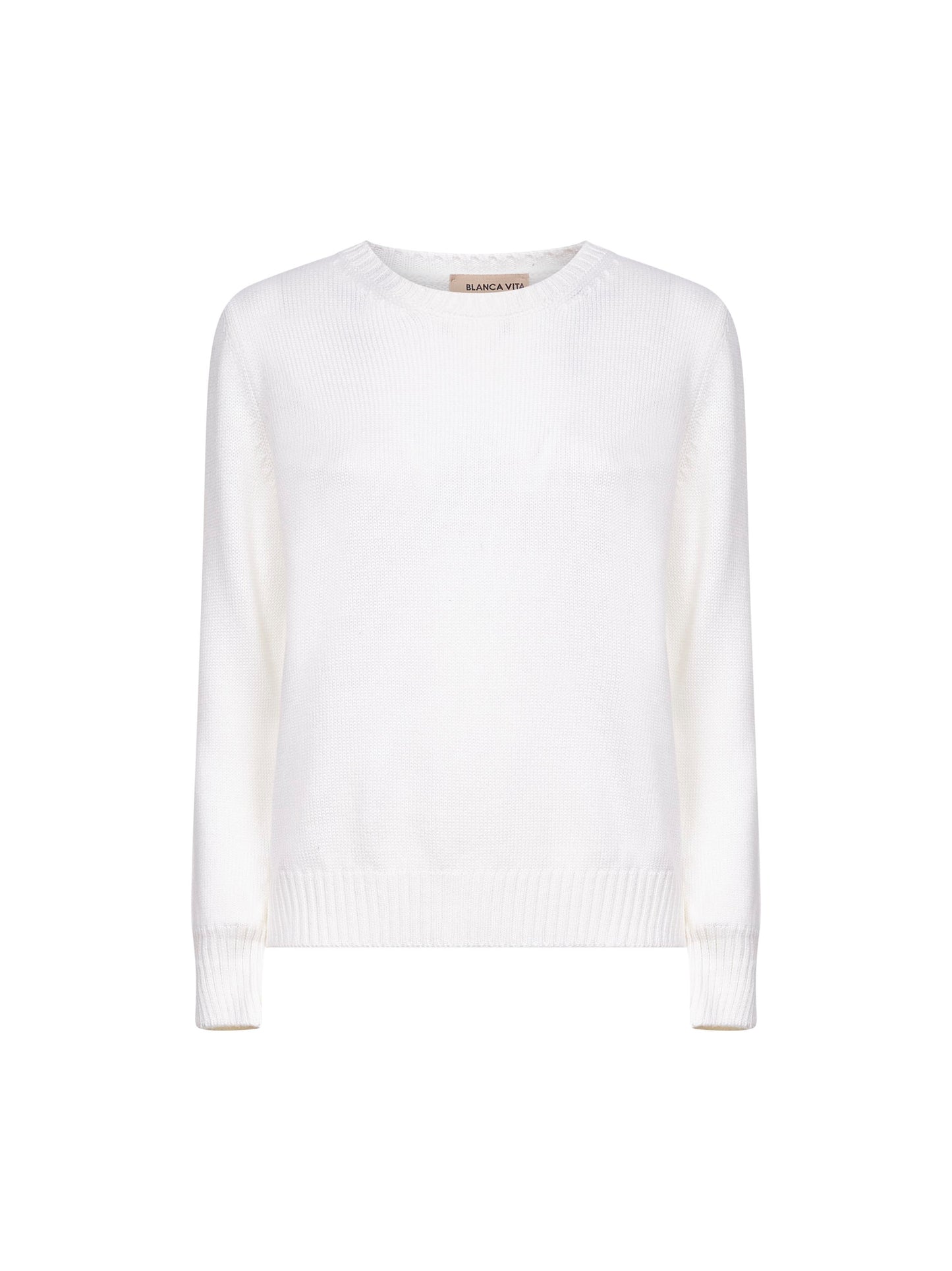 Maglia girocollo in lana vergine bianca