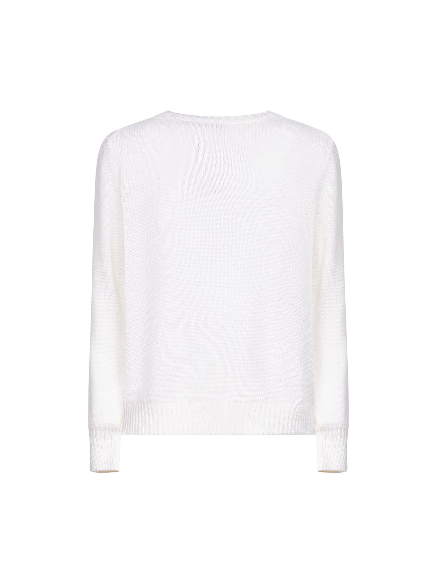 Maglia girocollo in lana vergine bianca