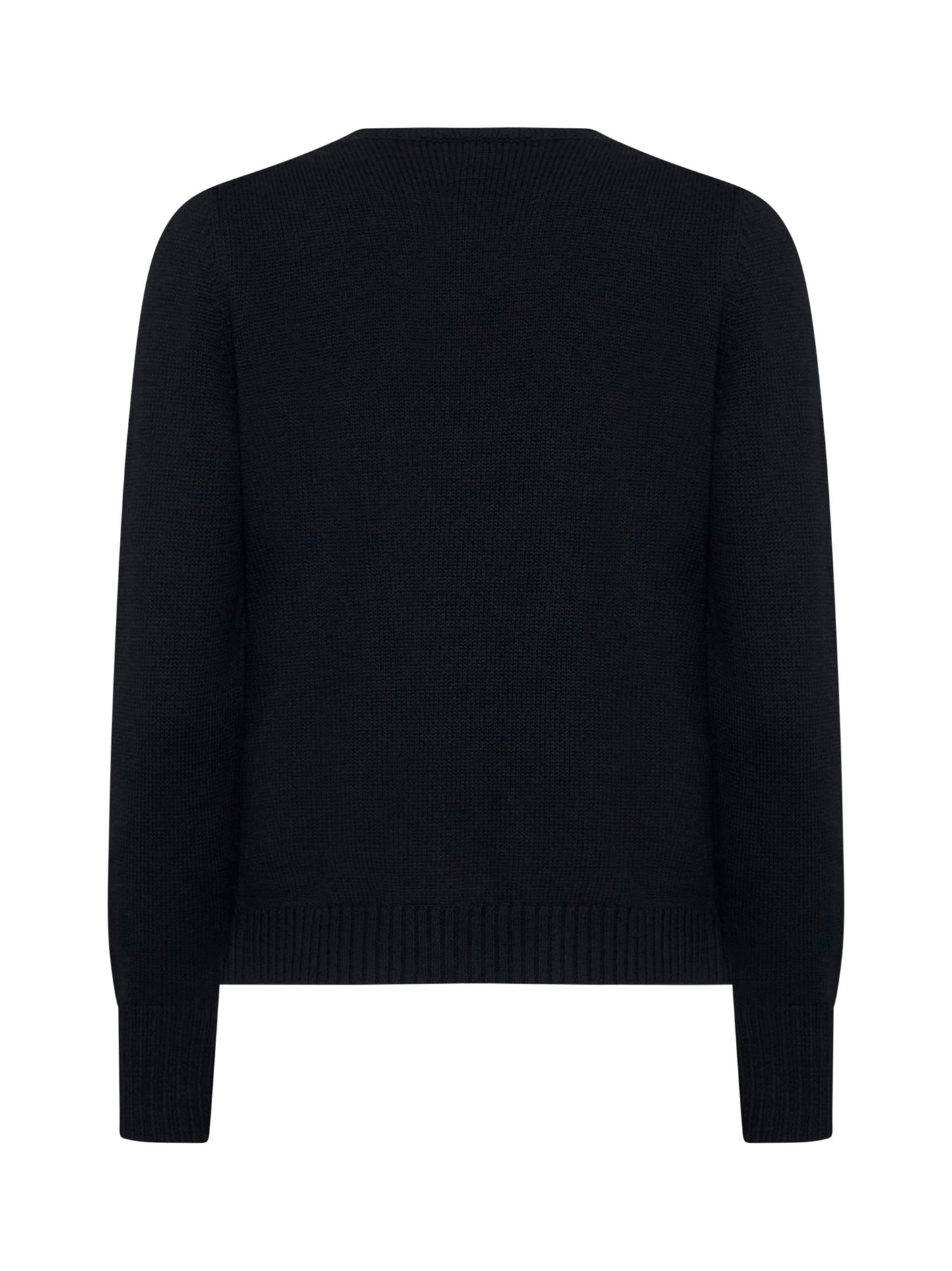 Maglia girocollo in lana vergine nero<BR/> <BR/>