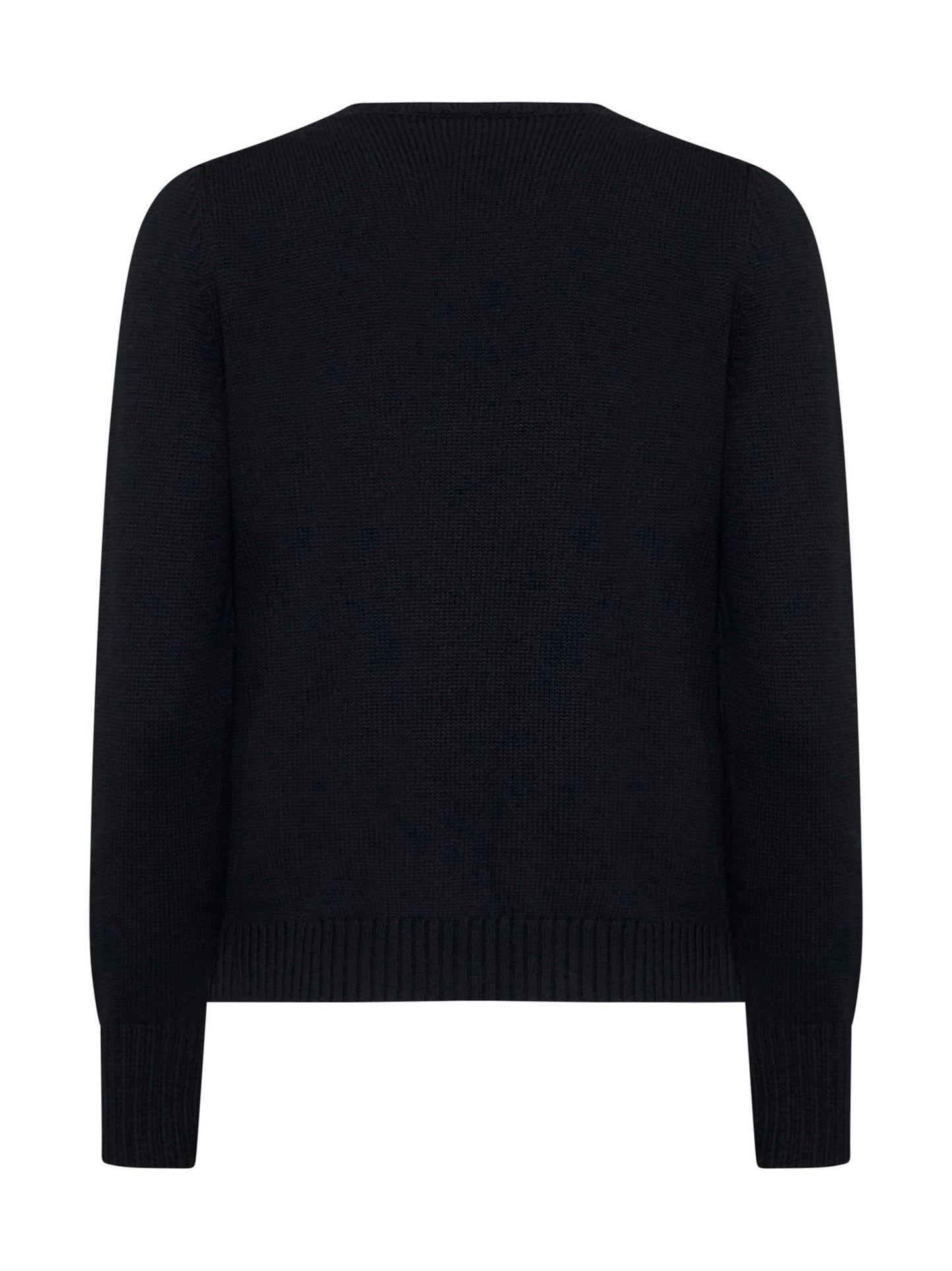 Crew-neck sweater in black virgin wool