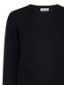 Crew-neck sweater in black virgin wool