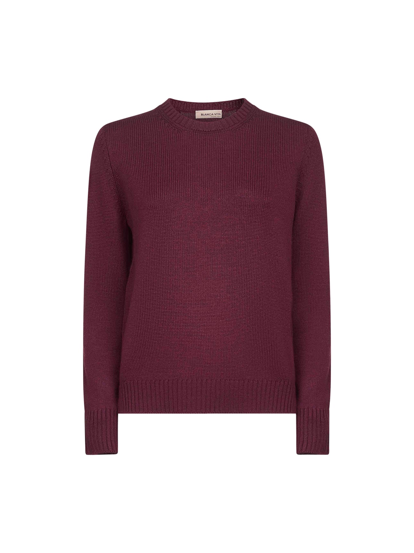 Burgundy virgin wool knit crewneck sweater