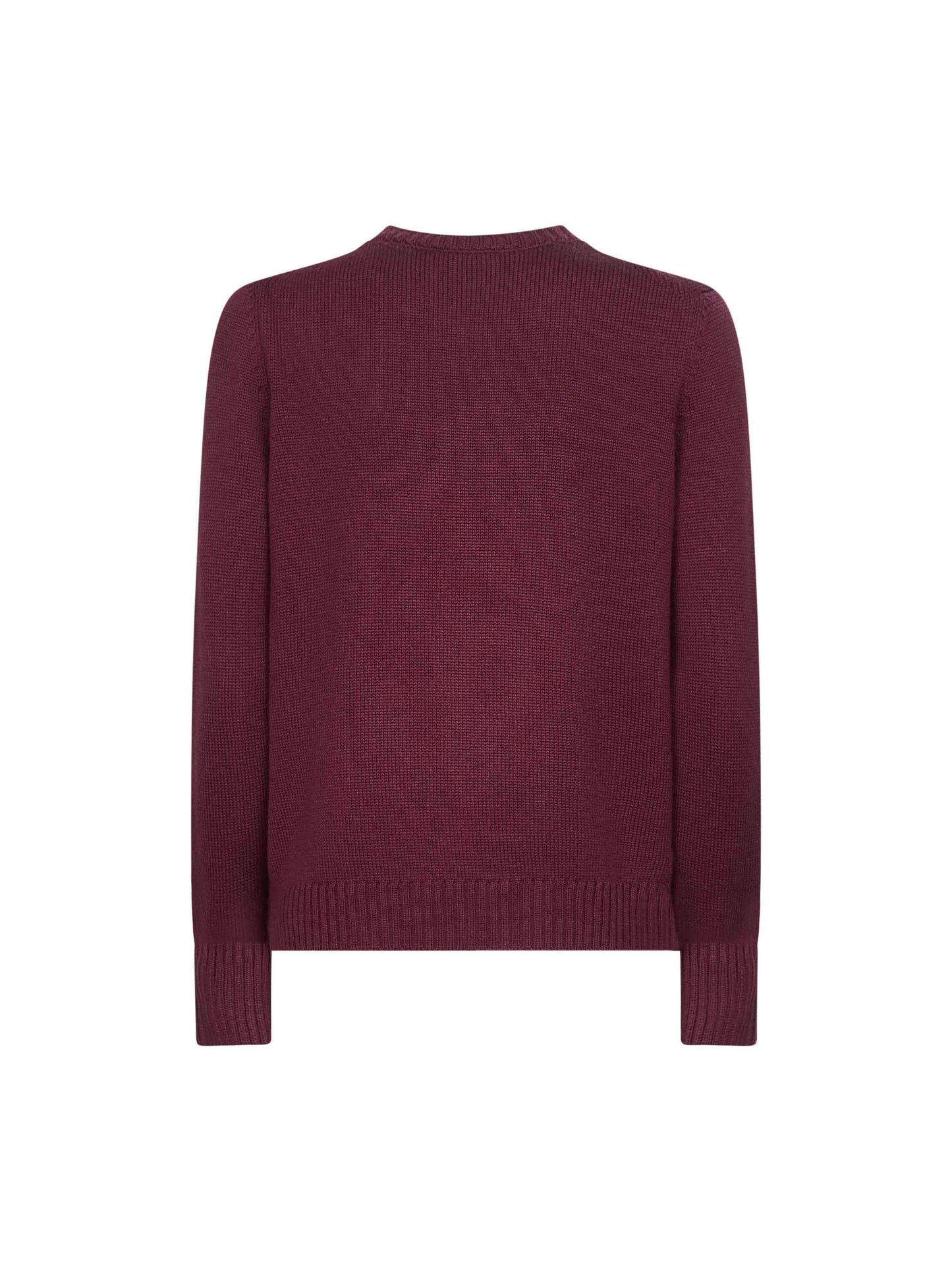 Burgundy virgin wool knit crewneck sweater