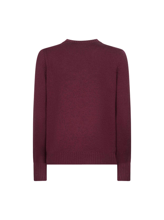 Burgundy virgin wool knit crewneck sweater