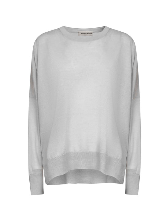 Grey virgin wool oversized sweater