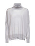 Grey virgin wool knit oversized turtleneck sweater