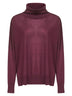 Oversized burgundy virgin wool knit turtleneck sweater