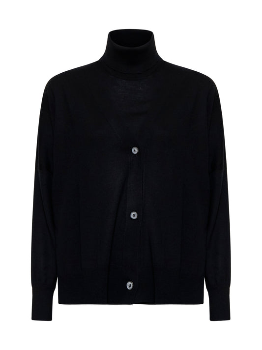 Black virgin wool twin set