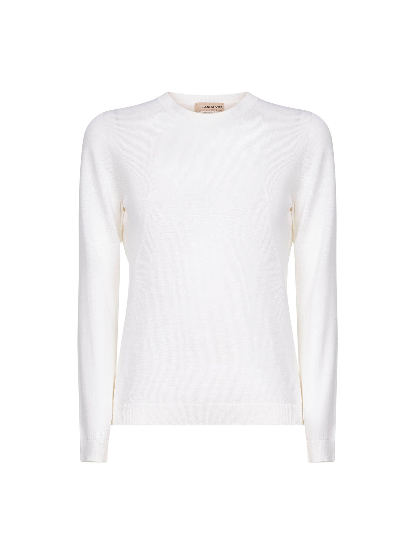 White lightweight virgin wool crewneck sweater