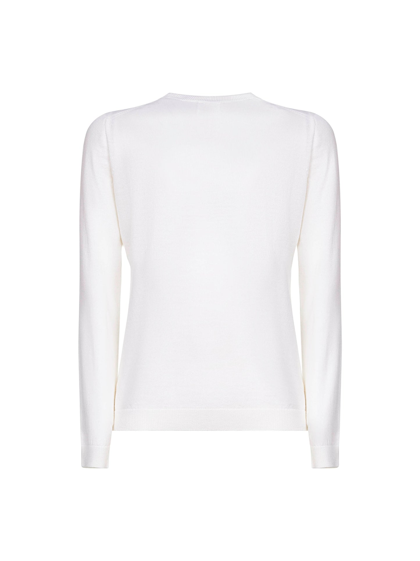 White lightweight virgin wool crewneck sweater