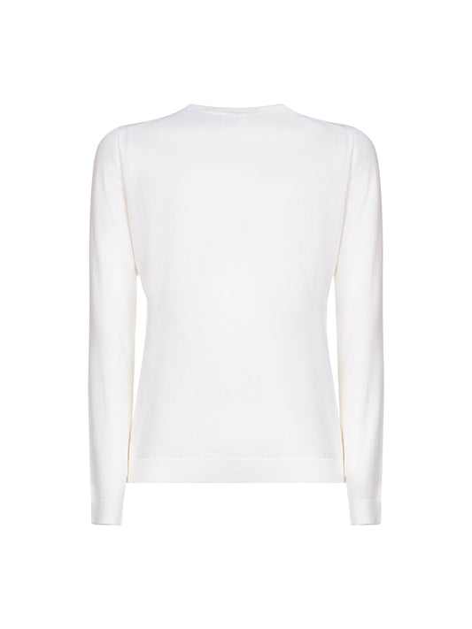 White lightweight virgin wool crewneck sweater