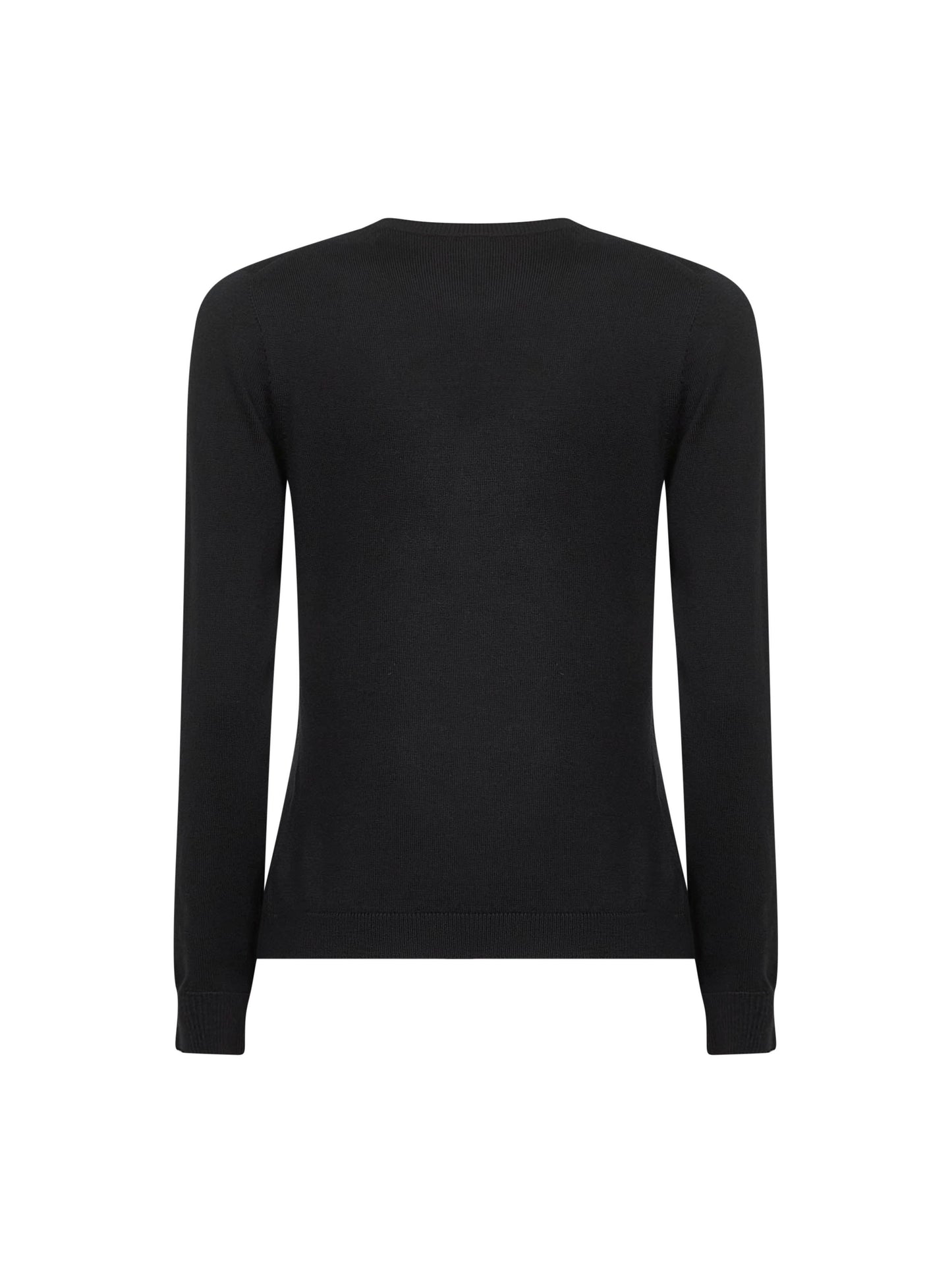 Black lightweight virgin wool crewneck sweater