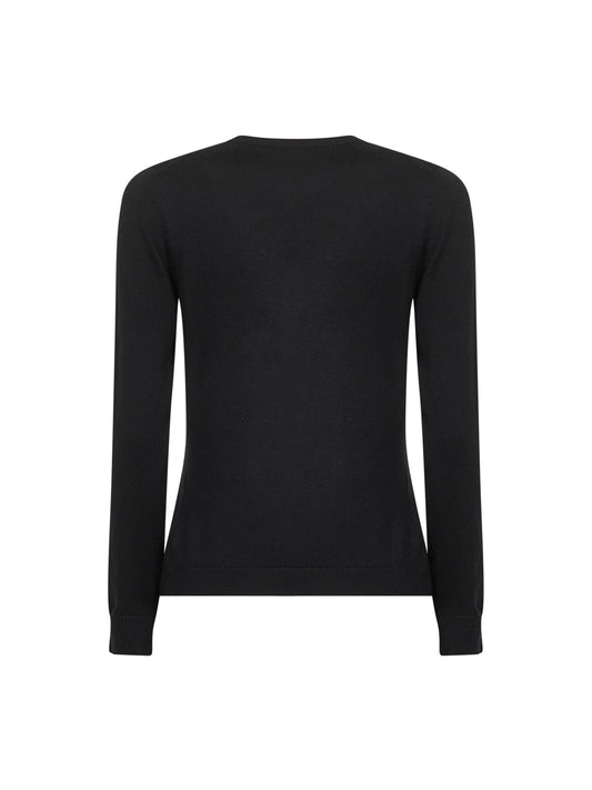 Black lightweight virgin wool crewneck sweater