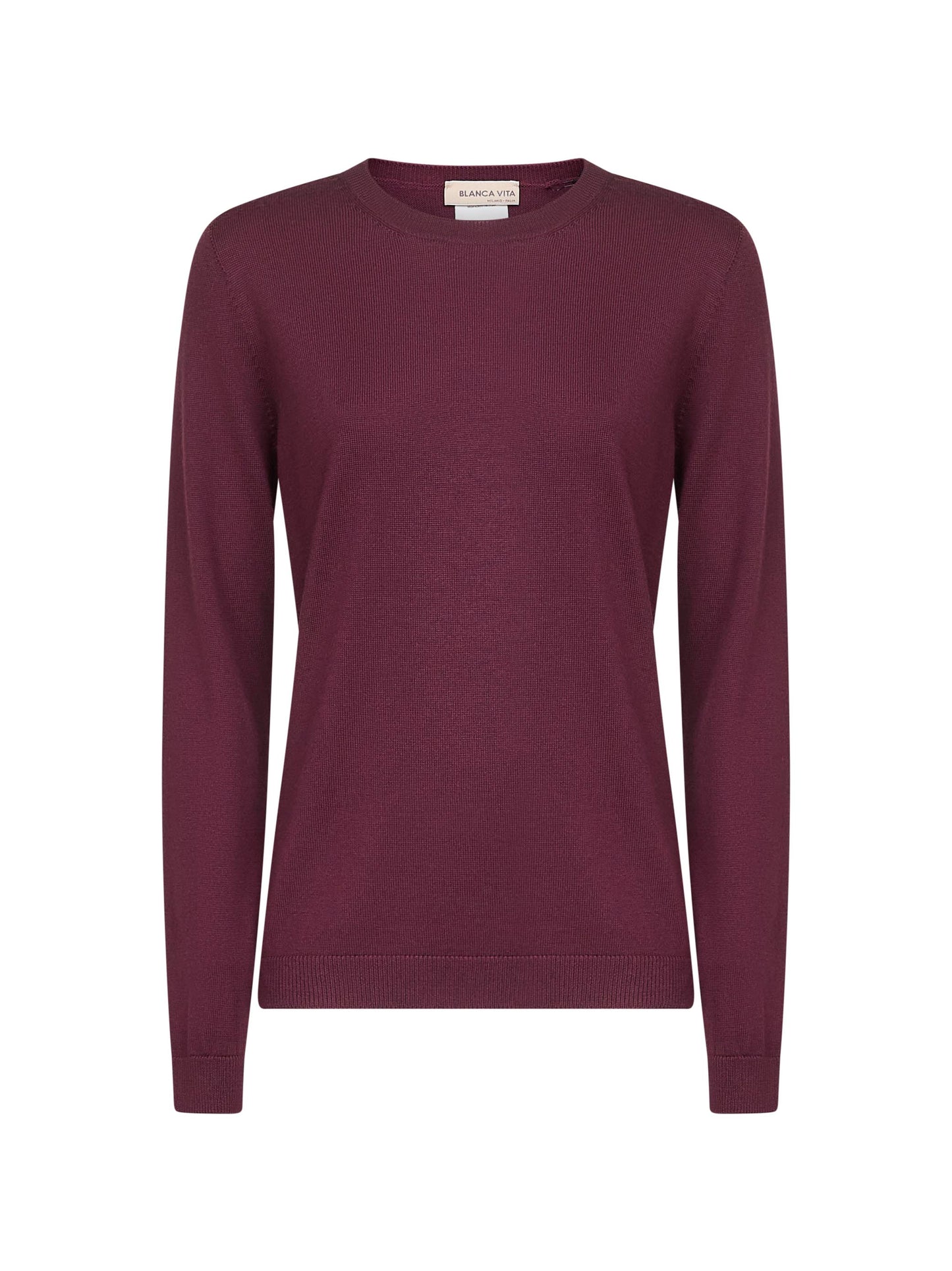 Burgundy lightweight virgin wool crewneck sweater